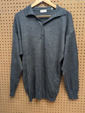 Vintage Visitor Made in Italy Charcoal Gray Knit Henley Sweater Pullover